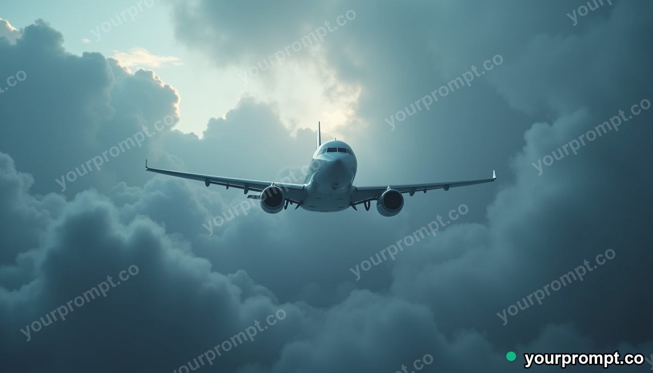 A modern jet airliner cruising above a sea of clouds in claymation stop-motion style — AI-generated image from a text prompt