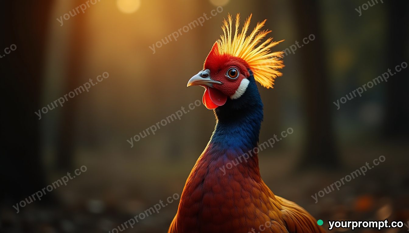 A majestic golden pheasant in soft light in dramatic chiaroscuro style — AI-generated image from a text prompt