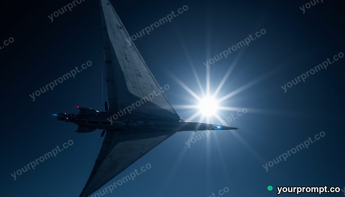 A solar-sail spacecraft unfurling near a bright star in matte concept painting style — AI-generated image from a text prompt