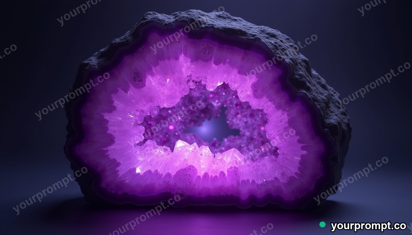 A giant raw amethyst geode glowing purple in claymation stop-motion style — AI-generated image from a text prompt