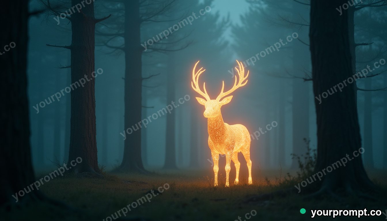 A gentle forest spirit shaped like a glowing deer