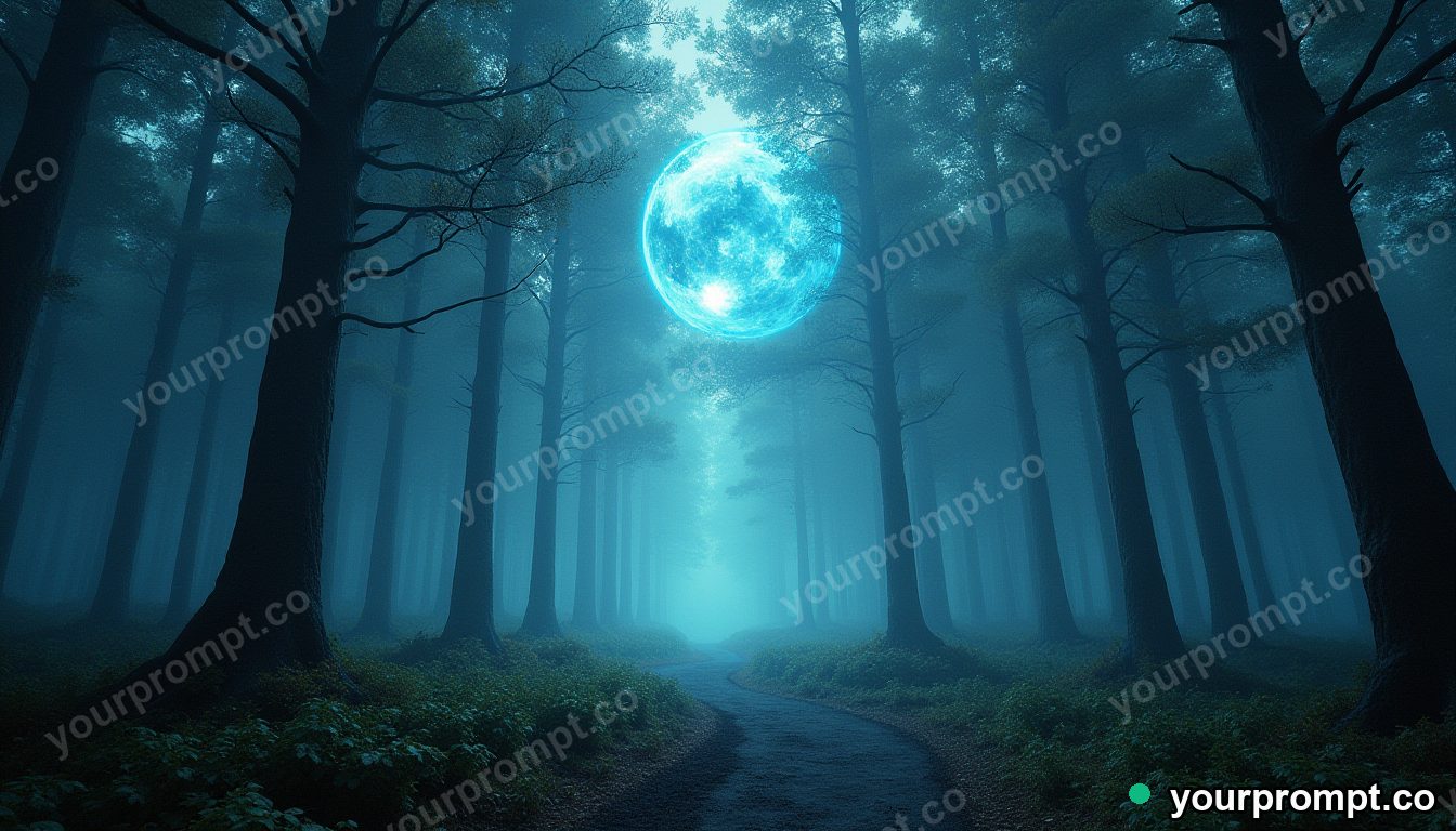 A forest where the trees grow tiny glowing planets in epic fantasy concept art style — AI-generated image from a text prompt